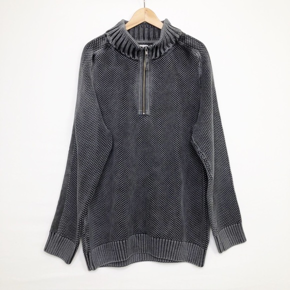 Carbon2Cobalt Gray chunky 3/4 zip pull over sweater - Picture 2 of 10